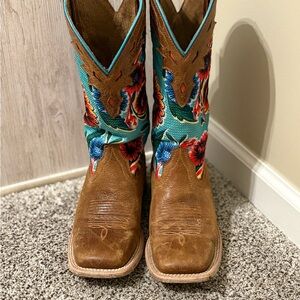Ariat Women’s 7.5B Circuit Champion Teal Floral Western Cowboy Boots